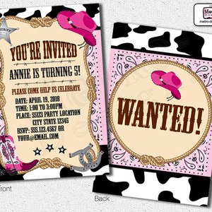 Pink cowgirl birthday - invitation - Thumbnail 3