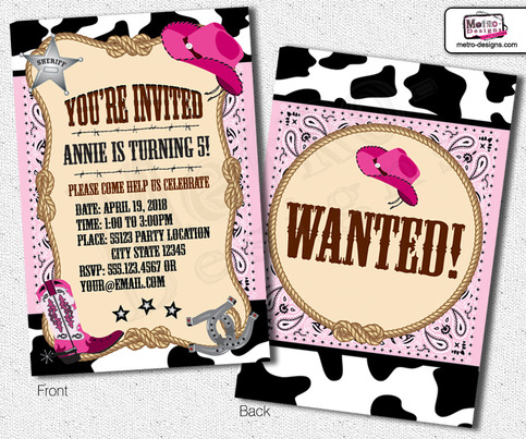 Pink Cowgirl Birthday - Invitation