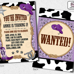 Purple cowgirl birthday - invitation - Thumbnail 4