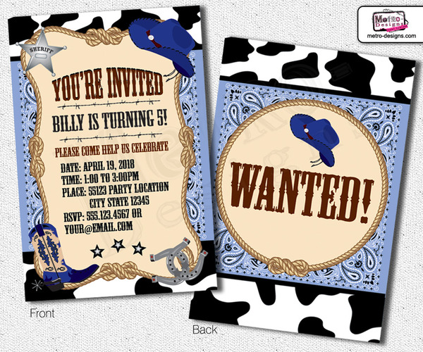 Cowboy Birthday - Invitation