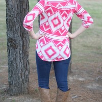 Pink Geometric High Low Top - Thumbnail 1