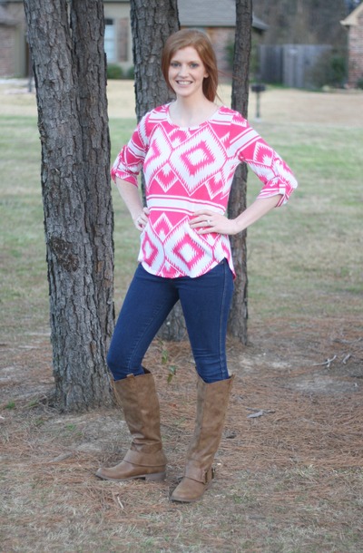 Pink Geometric High Low Top