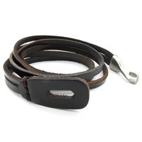 Leather Alloy Bracelet Cuff Bangle (Brown/Silver)-Unisex - Thumbnail 2