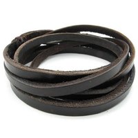 Leather Alloy Bracelet Cuff Bangle (Brown/Silver)-Unisex - Thumbnail 1