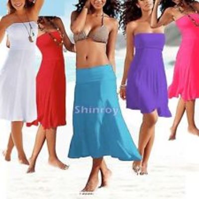 Strapless bikini cover-up bandeau dress summer swimwear beach skirt