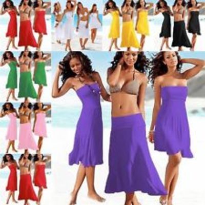 Strapless bikini cover-up bandeau dress summer swimwear beach skirt