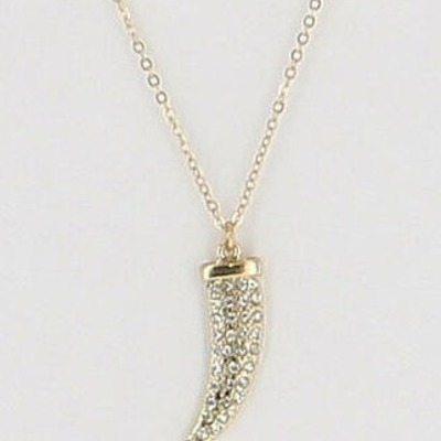 Pave horn necklace