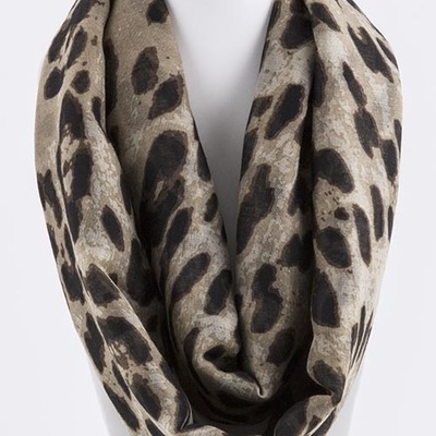 Grey leopard infinity scarf