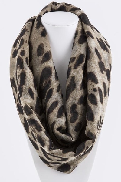Grey Leopard Infinity Scarf
