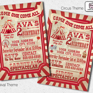 Vintage Carnival Birthday Invitations - Thumbnail 1
