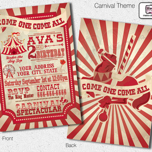 Vintage Carnival Birthday Invitations - Thumbnail 2