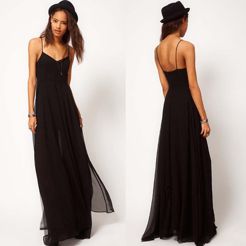 Full Length Sleeveless Chiffon Dress