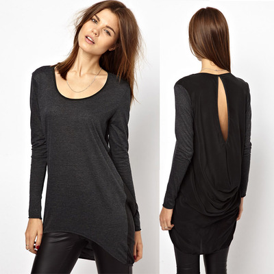 Long sleeve back split tee
