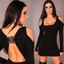 Backless Long Sleeve Mini Dress - Thumbnail 1
