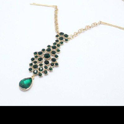 Green rhinestone hair jewellery