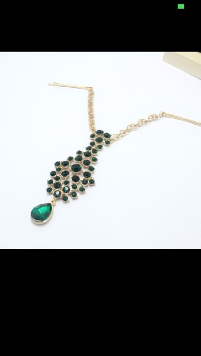 green rhinestone hair jewellery