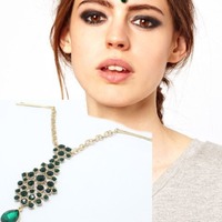 green rhinestone hair jewellery - Thumbnail 1