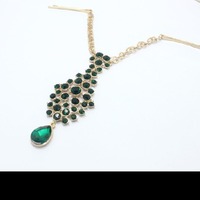 green rhinestone hair jewellery - Thumbnail 2