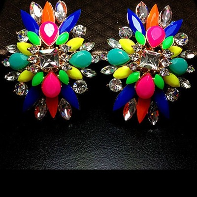 Neon colour oversized stud earrings