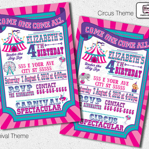Carnival Party Invitations for Girls - Thumbnail 1