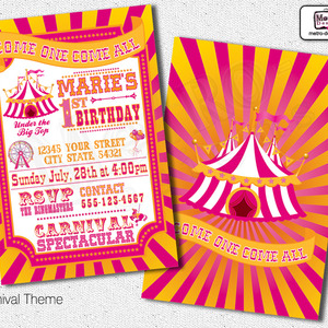 Carnival Birthday Party Invitations - Thumbnail 2