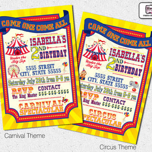 Birthday Invitations, Carnival and Circus - Thumbnail 1