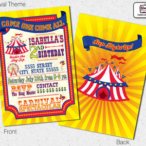 Birthday Invitations, Carnival and Circus - Thumbnail 2