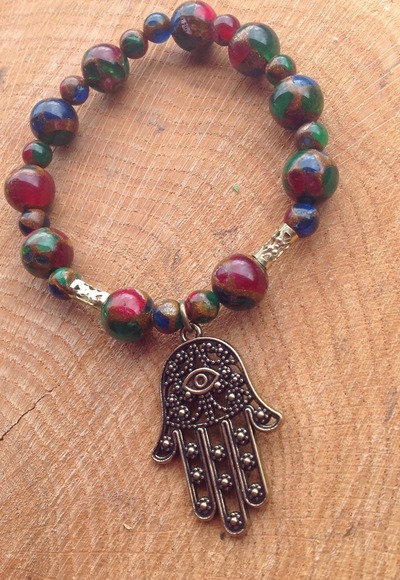 Jade Inlay Hamsa Bracelet