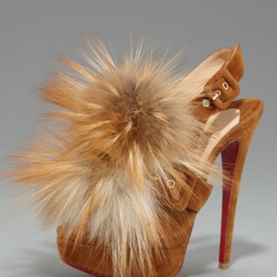 Christian louboutin "splash" fur slingbacks