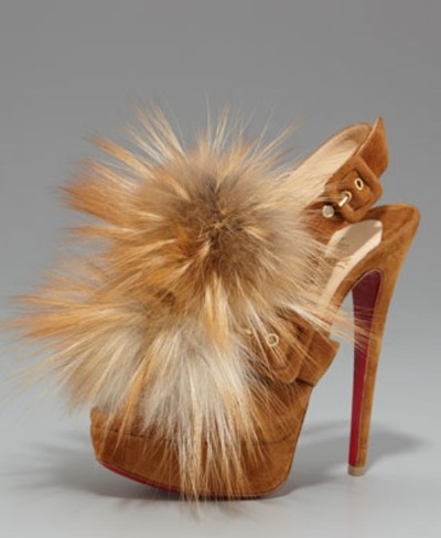 Christian louboutin "splash" fur slingbacks