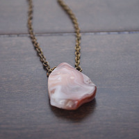 Free Form Stone Necklace, Agate Silce Necklace,  Natural Earthy Agate Stone Necklace, Botswana Agate Jewelry, Canadian Shop - Thumbnail 1