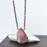 Free Form Stone Necklace, Agate Silce Necklace,  Natural Earthy Agate Stone Necklace, Botswana Agate Jewelry, Canadian Shop - Thumbnail 2