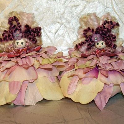 Flower petal faeries leza & beth, fairy, ooak