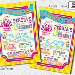 Circus or Carnival Birthday Invitation for Girls - Thumbnail 1