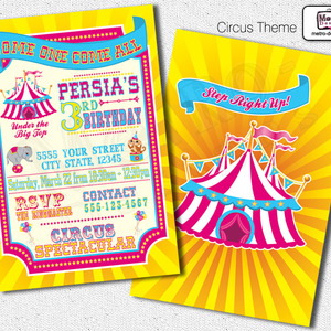 Circus or Carnival Birthday Invitation for Girls