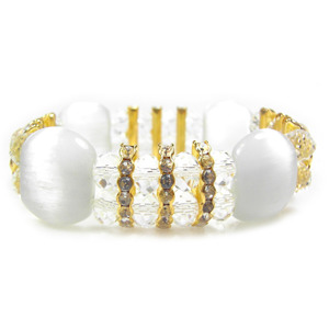 White Crystallized Glass Bead Elastic Bracelet