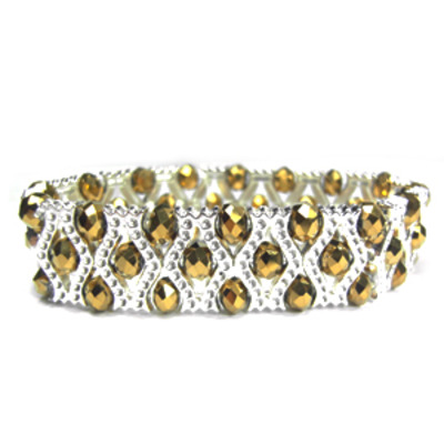 Golden yellow glass bead stretchy bracelet 