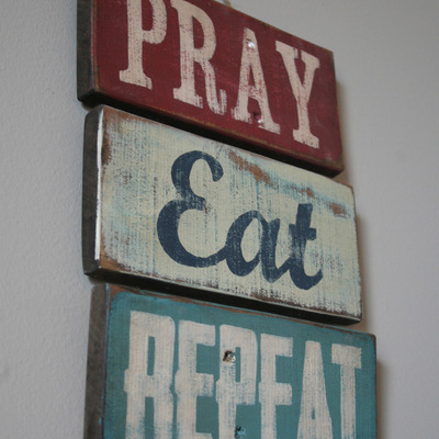  pray eat repeat hand painted pallet sign