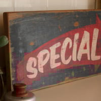  Special Advertisement Hand Painted Reclaimed Wood Sign - Thumbnail 1
