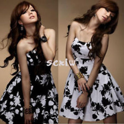  strapless flower mini dress