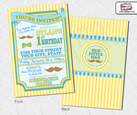 Little Man, Mustache: Birthday Invitation