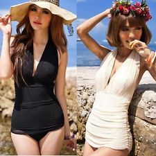  sexy monokini halter one piece swimsuit deep v bikini dress