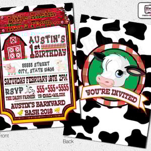 Farm Animal Birthday - Invitation