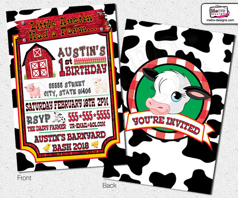 Farm Animal Birthday - Invitation