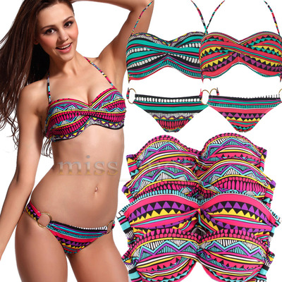 Sexy  padded push up swimwear bikini bandeau strap swimsuit(5 colors)