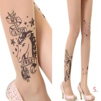 Tattoo Sock Pantyhose Tights Lady Silk Stocking Transparent Leggings - Thumbnail 4