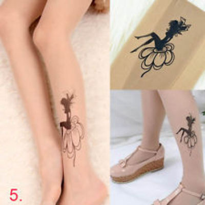 Tattoo sock pantyhose tights lady silk stocking transparent leggings