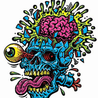 SKULL BLAST full color shaped vinyl sticker - Thumbnail 1