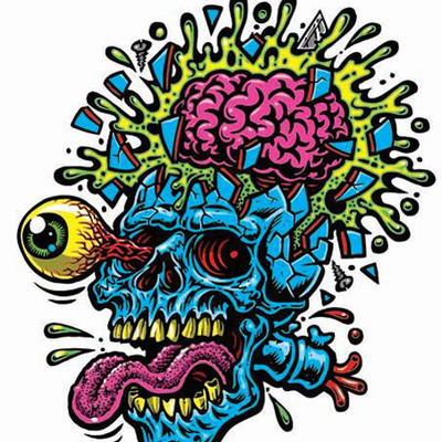 Skull blast full color shaped vinyl sticker