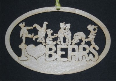 I Love Bears - Wood Ornament